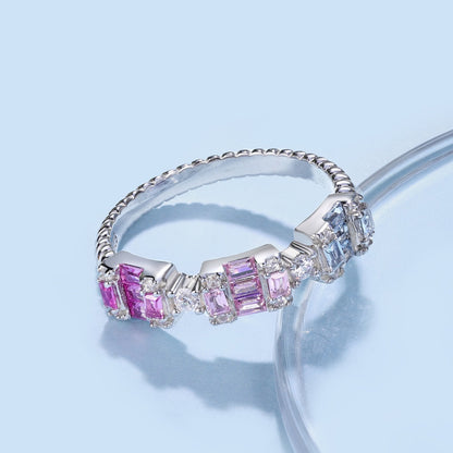 [Solara Jewelry ]ユニークでカラフルなエメラルドカットのパーティリング