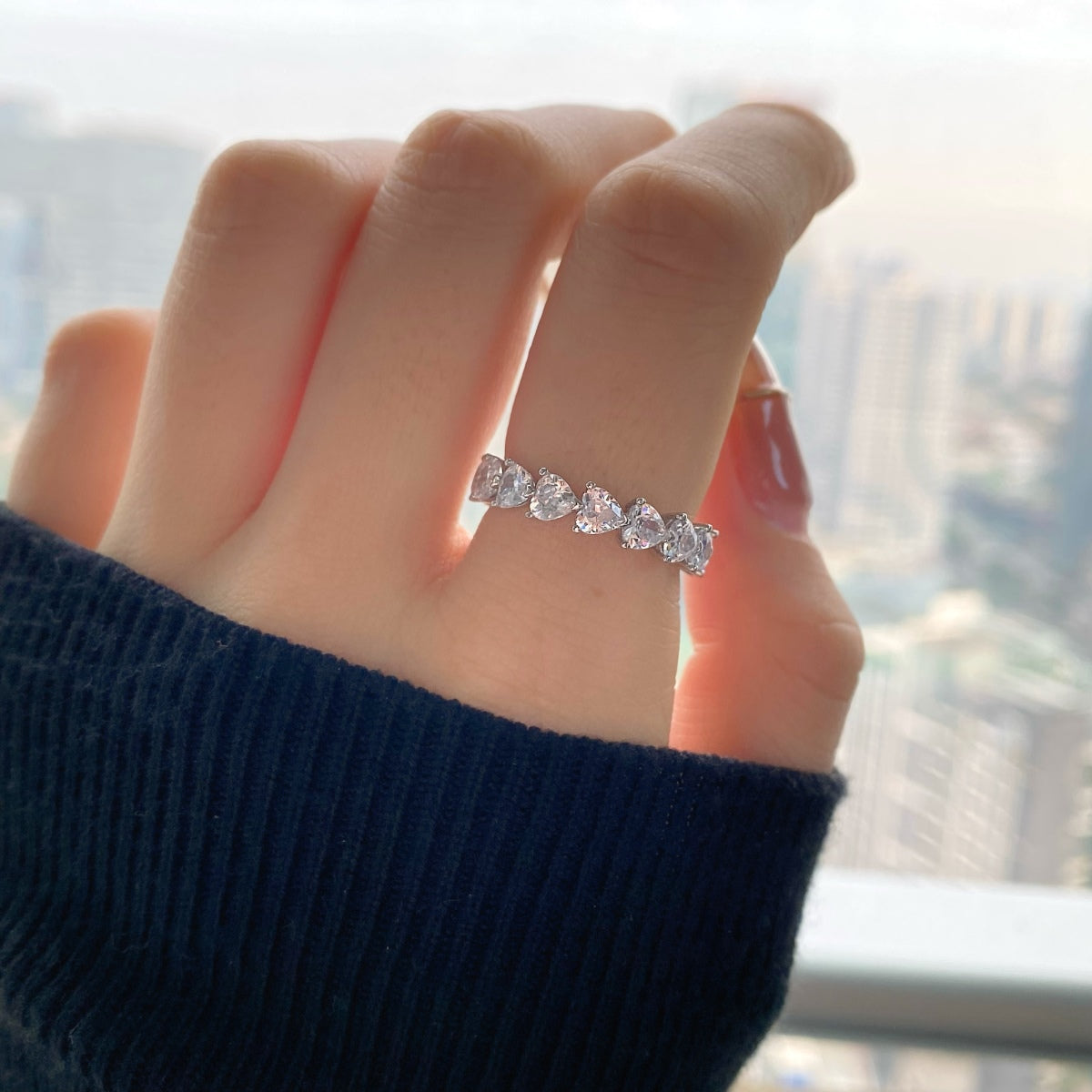 [Solara Jewelry ]0.25カラット ラディアントロマンス ハートカット ラバーリング