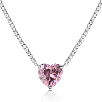 [Solara Jewelry ]8.0 Carat Versatile Colorful Sweet Heart-Shaped Tennis Necklace