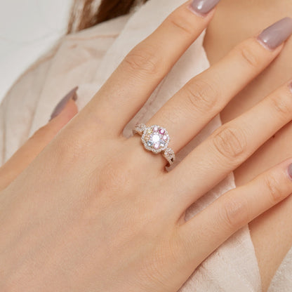 [Solara Jewelry ]繊細でカラフルなラウンドカットのフラワー型ウェディングリング