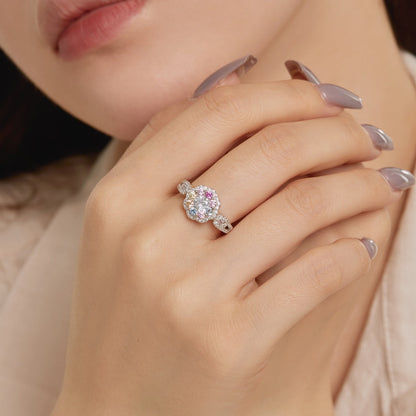 [Solara Jewelry ]繊細でカラフルなラウンドカットのフラワー型ウェディングリング