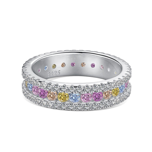 [Solara Schmuck ]Zarter Bunter Ring mit Rundschliff für den Alltag