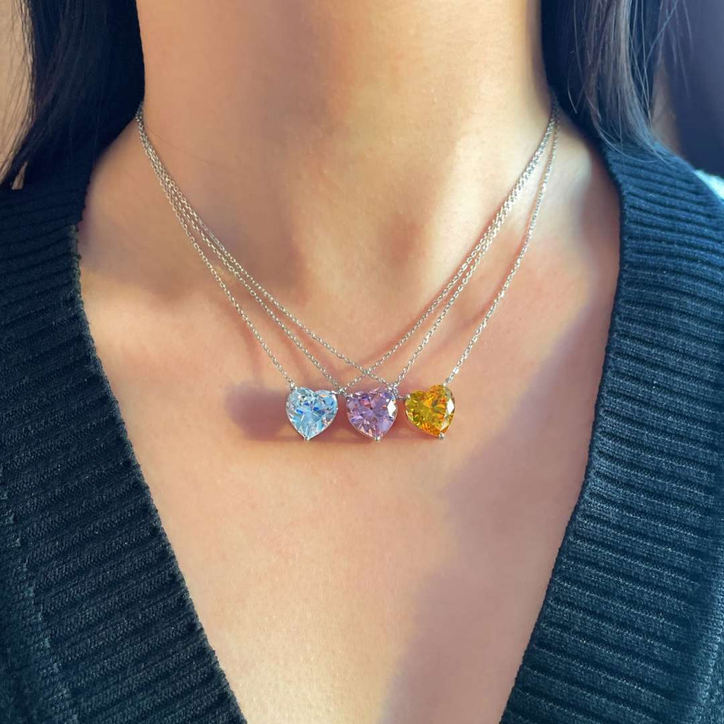 [Solara Jewelry ]6.0 Karat Radiant Herzschliff Halskette