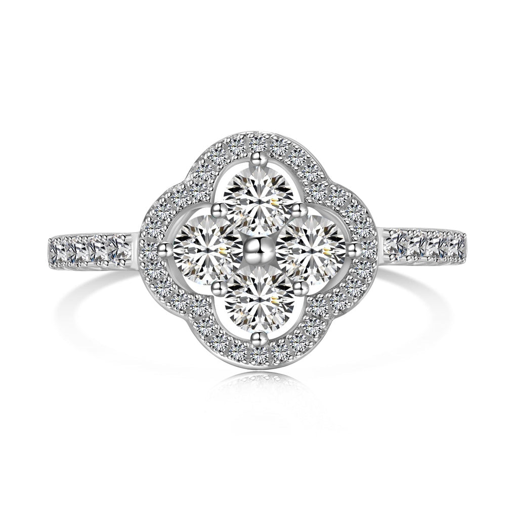 [Solara Jewelry ]Four Leaf Clover Flower Design Ring
