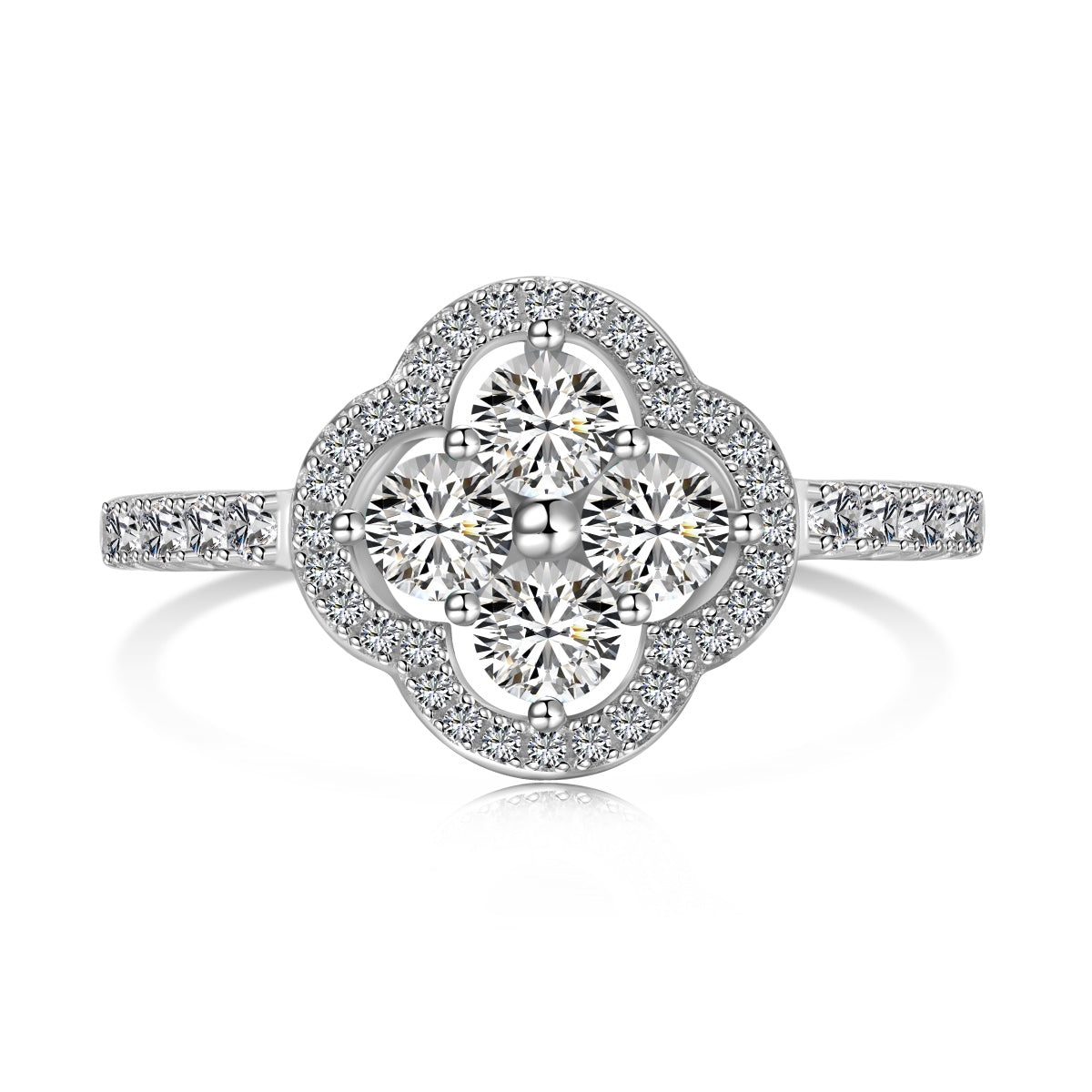 [Solara Jewelry ]Four Leaf Clover Flower Design Ring