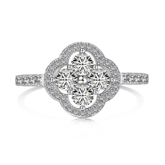 [Solara Jewelry ]Vierblättriger Kleeblatt-Blumen-Design-Ring