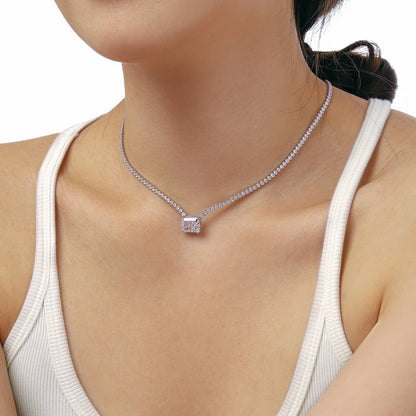 [Solara Jewelry] Eleganter Halskette mit Radiant-Schliff, 4,0 Karat