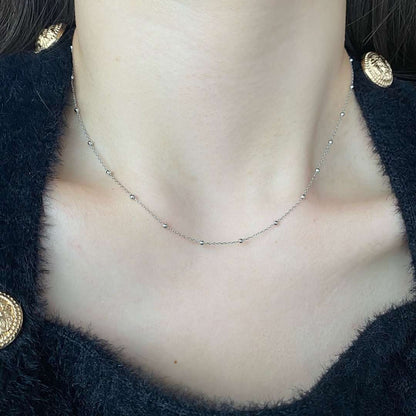 [Solara Jewelry ]小粒ビーズ鎖骨チェーン シンプルネックレス