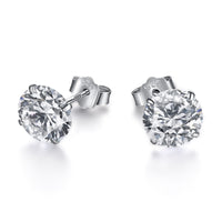 [Solara Jewelry ]Stylish Shiny Round Center Stone Stud Earrings