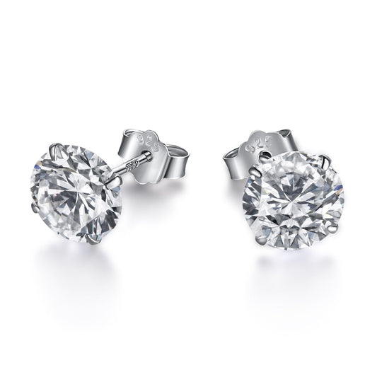 [Solara Jewelry ] Elegante, glänzende Ohrstecker mit rundem Mittelstein
