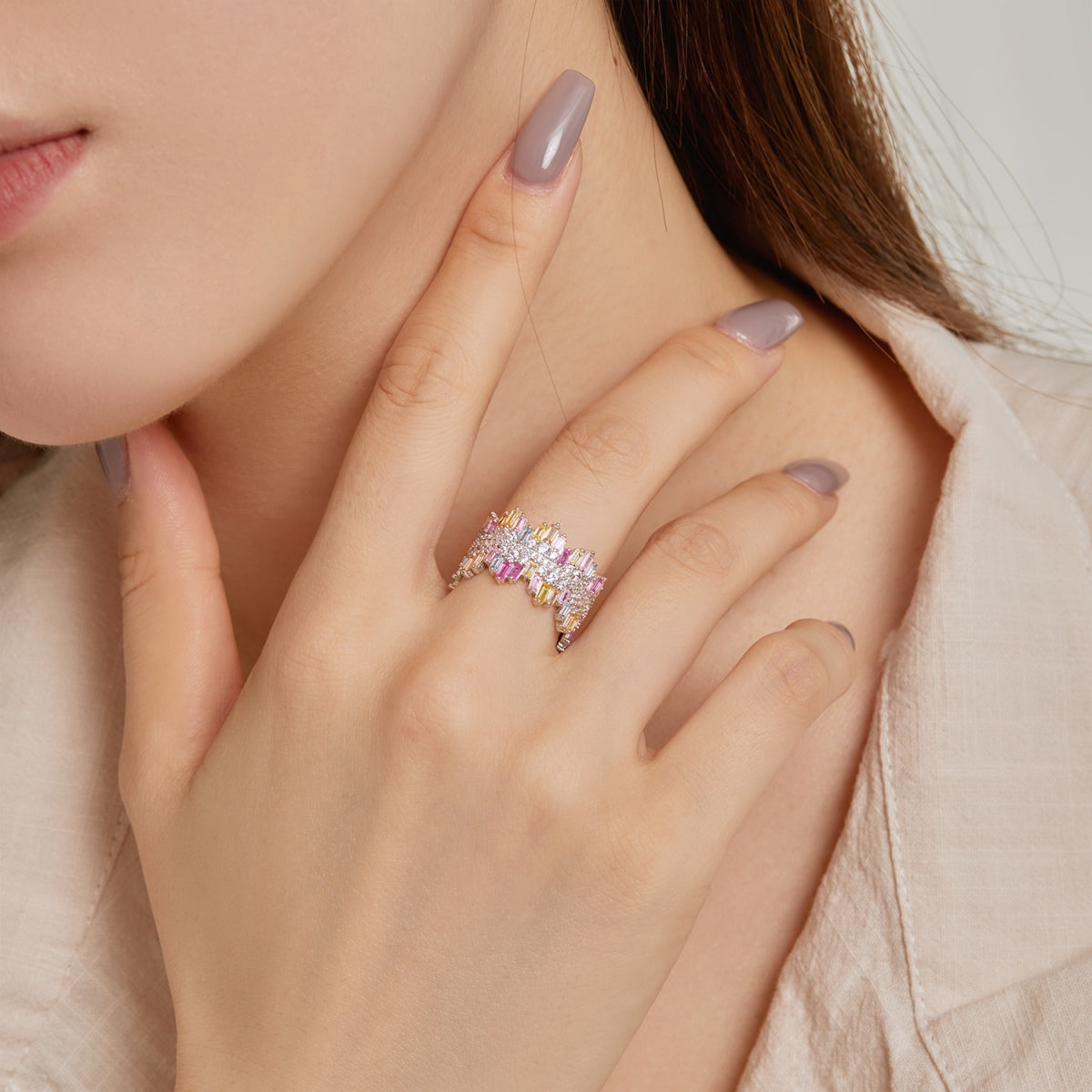 [Solara Jewelry ]Luxurious Colorful Radiant Cut Daily Ring