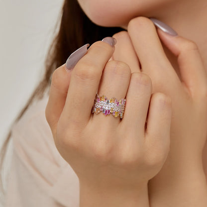 [Solara Jewelry ]Luxurious Colorful Radiant Cut Daily Ring