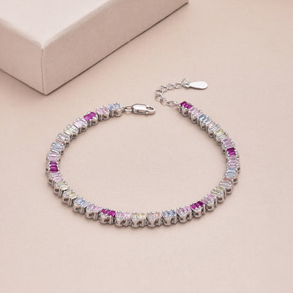 [Solara Jewelry ]繊細なカラフル エメラルドカット パーティー ブレスレット