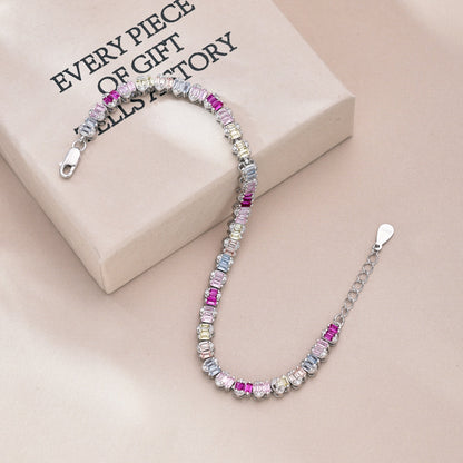 [Solara Jewelry ]繊細なカラフル エメラルドカット パーティー ブレスレット
