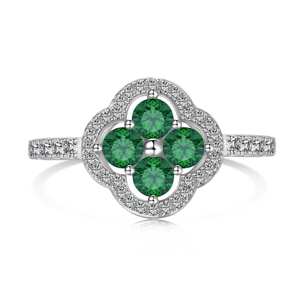 [Solara Jewelry ]Four Leaf Clover Flower Design Ring