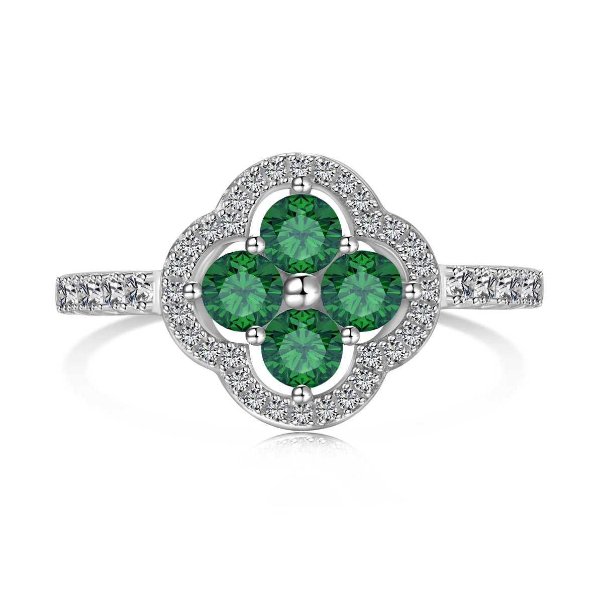 [Solara Jewelry ]Four Leaf Clover Flower Design Ring