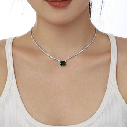 [Solara Jewelry] Eleganter Halskette mit Radiant-Schliff, 4,0 Karat