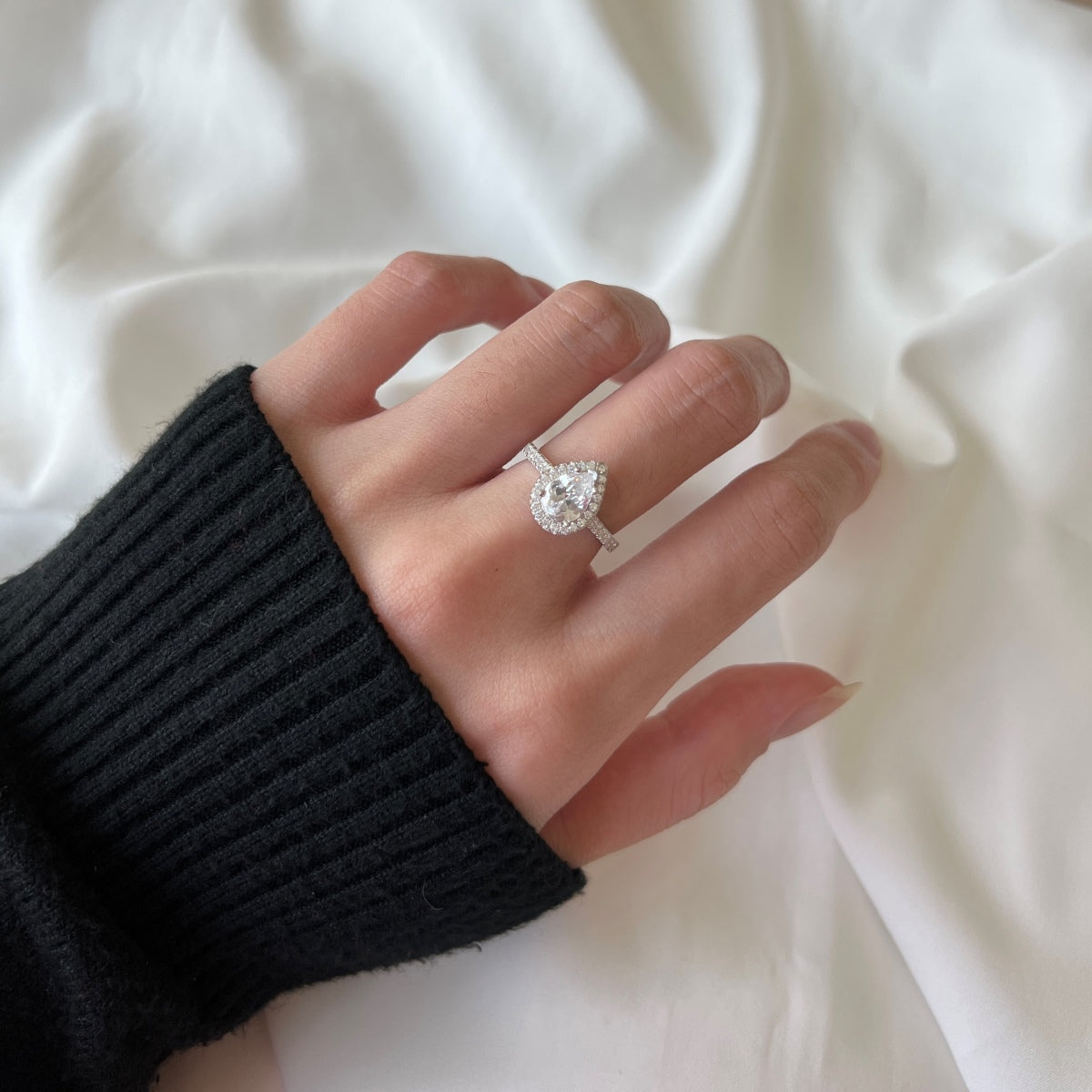 [Solara Jewelry ]1,0 Karat Luxuriöser, strahlender Hochzeitring in Tropfenform
