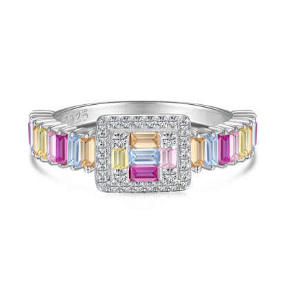 [Solara Schmuck] Exquisiter bunter Partyring mit Radiant-Schliff