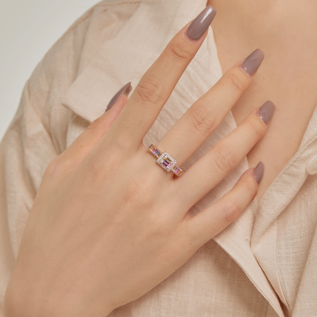 [Solara Jewelry ]Exquisite Colorful Radiant Cut Party Ring