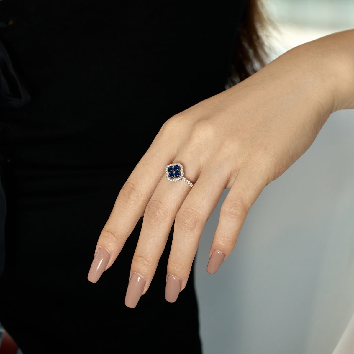 [Solara Jewelry ]Four Leaf Clover Flower Design Ring