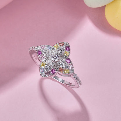 [Solara Jewelry ]豪華でカラフルな花モチーフのバンケットリング