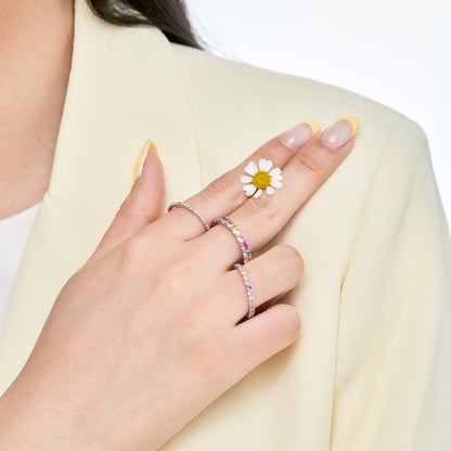 [Solara Jewelry ]オーナメントカラフルラウンドカットテニスリング