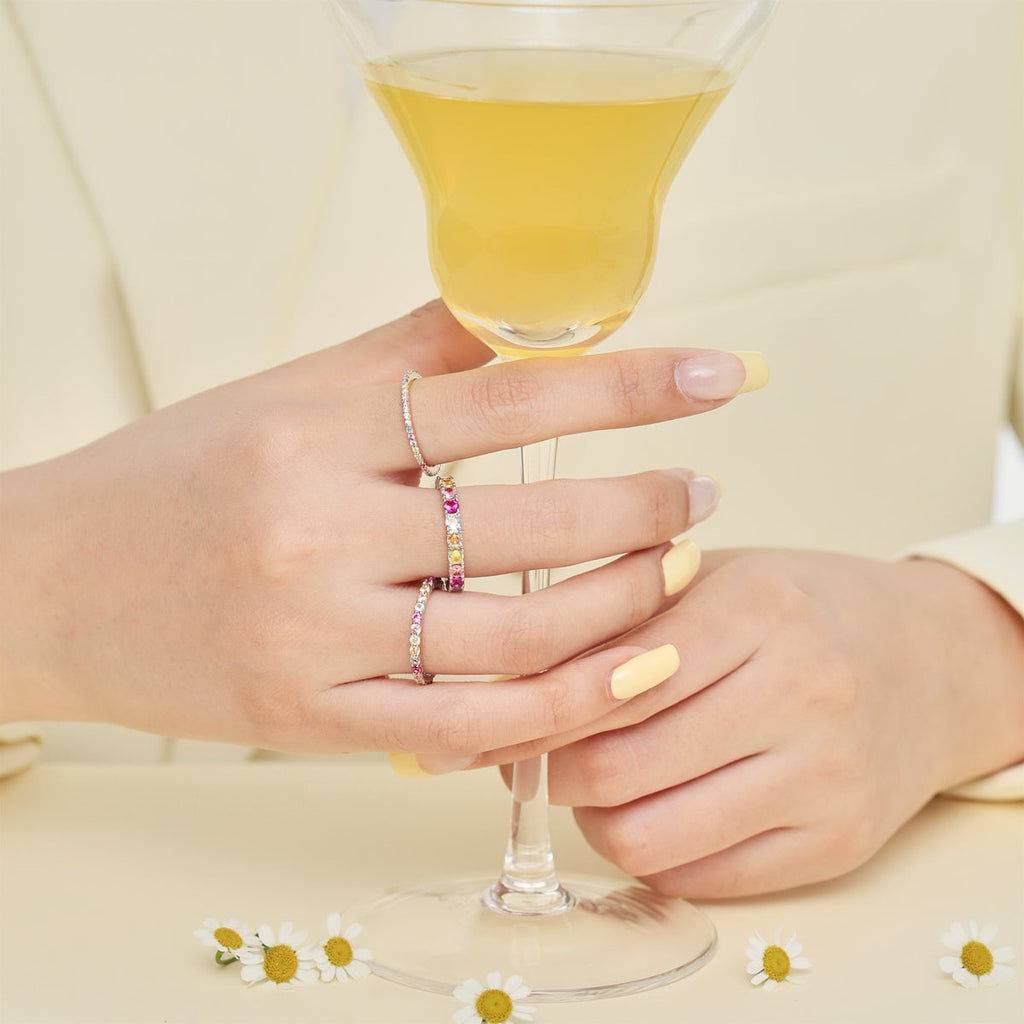 [Solara Schmuck ]Verzierter bunter runder Tennisring
