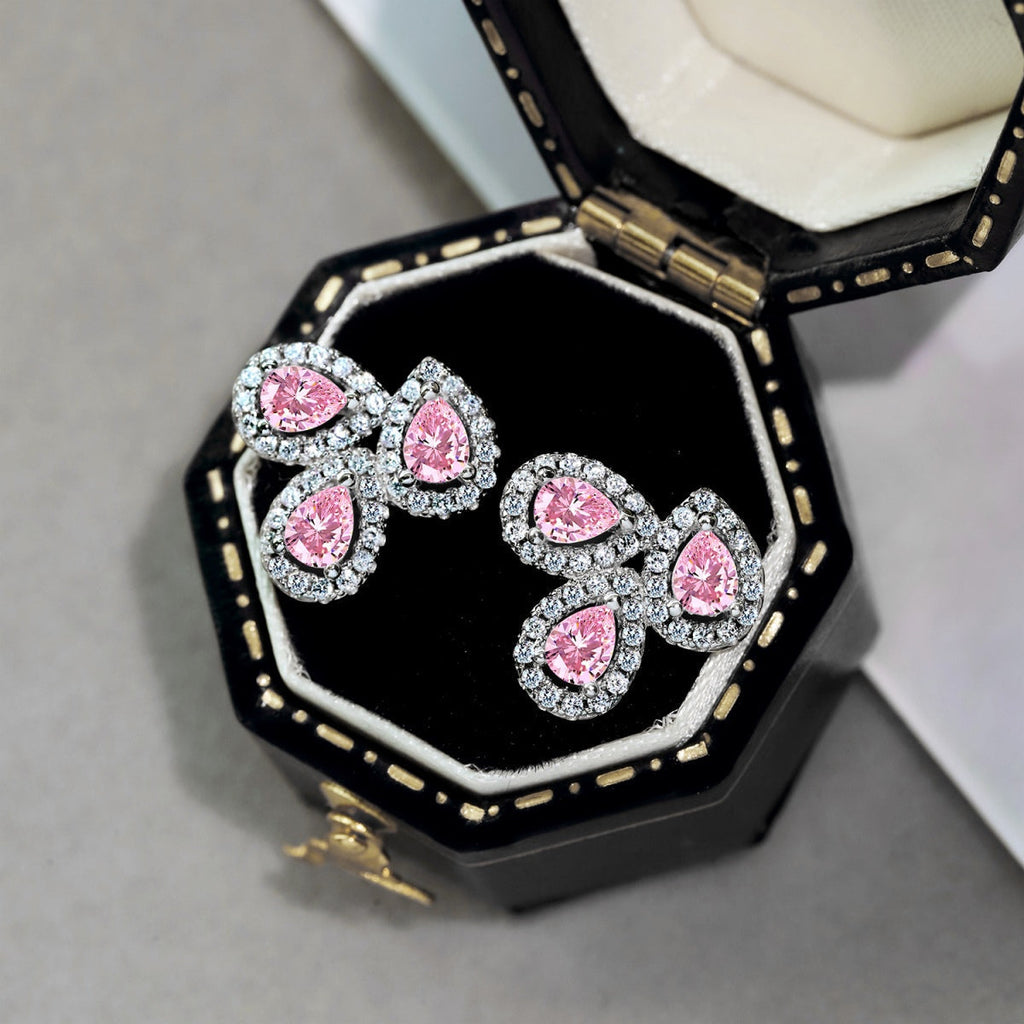 [Solara Jewelry] Ohrringe für Verliebte mit birnenförmigen und verschnörkelten Blumen