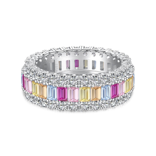 [Solara Jewelry] Zierlicher farbiger Radiant-Schliff Alltagsring