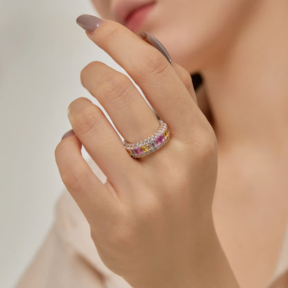 [Solara Jewelry ]可憐なカラフルなラディアントカットのデイリーリング