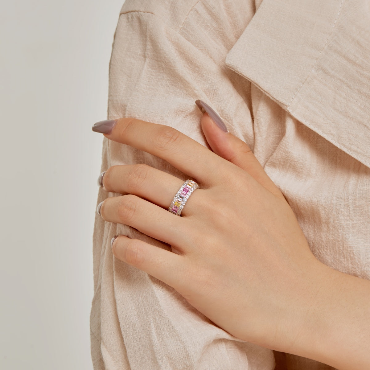 [Solara Jewelry ]Dainty Colorful Radiant Cut Daily Ring