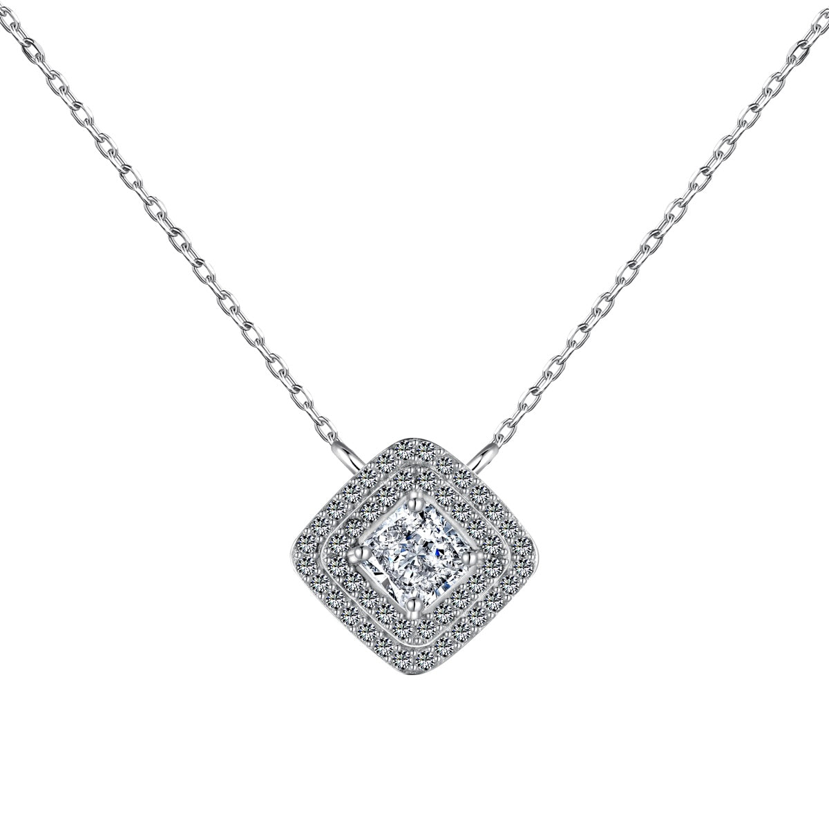 [Solara Jewelry ]Funkelnde Halskette mit Asscher-Schliff
