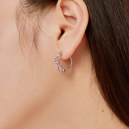 [Solara Jewelry ]煌めくカラフルなエメラルドカットデイリーピアス