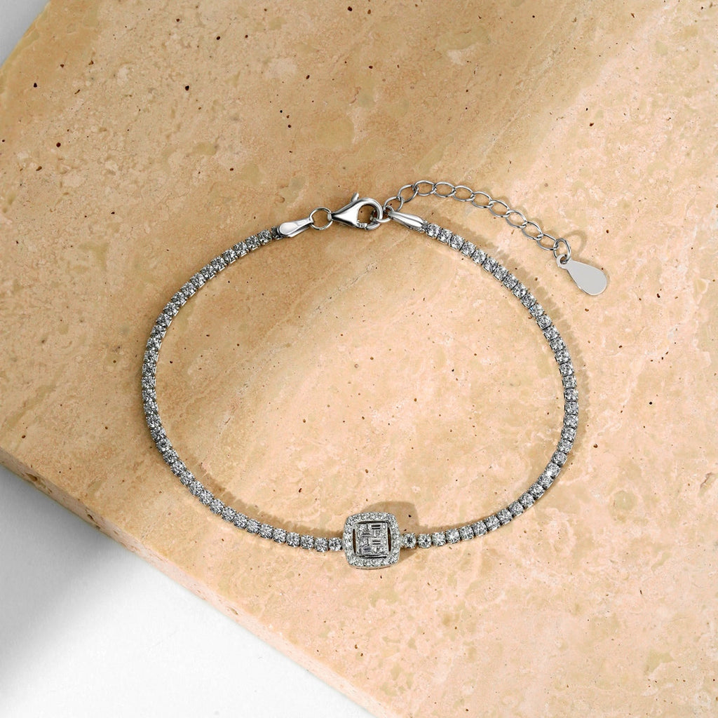 [Solara Jewelry] Luxuriöses, schillerndes, quadratisches Bankettarmband