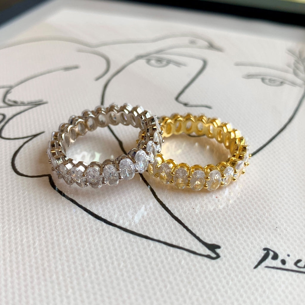 [Solara Jewelry ]Verzierter Tennisring mit ovalem Schliff