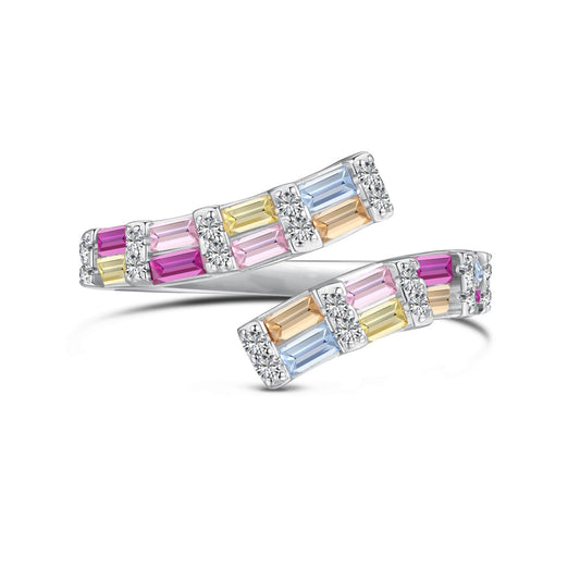 [Solara Schmuck] Charmant Bunter Ring mit Radiant-Schliff, verstellbar, für den Alltag