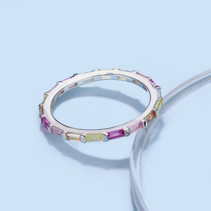 [Solara Jewelry ]Exquisiter, mehrfarbiger Ring im Smaragdschliff für den Alltag