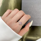 [Solara Jewelry ]1.0 Karat zierlicher, strahlender Ring mit Radiant-Schliff für jeden Tag