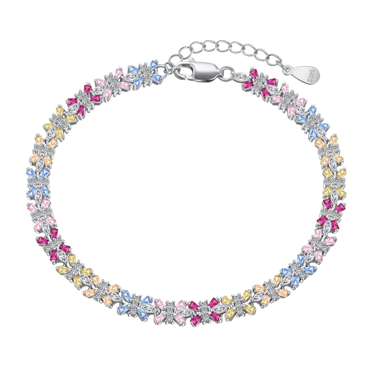 [Solara Jewelry ]輝くカラフルなエメラルドカットパーティブレスレット