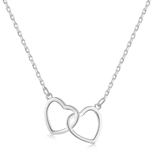 [Solara Schmuck ]Halskette aus Sterlingsilber mit Liebes-Doppelring