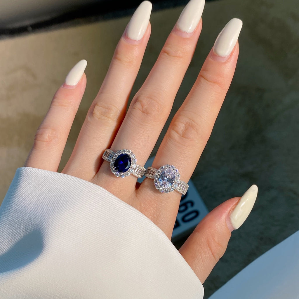 [Solara Jewelry ]1,5 Karat schillernder, charmanter Ring mit ovalem Schliff für Bankette