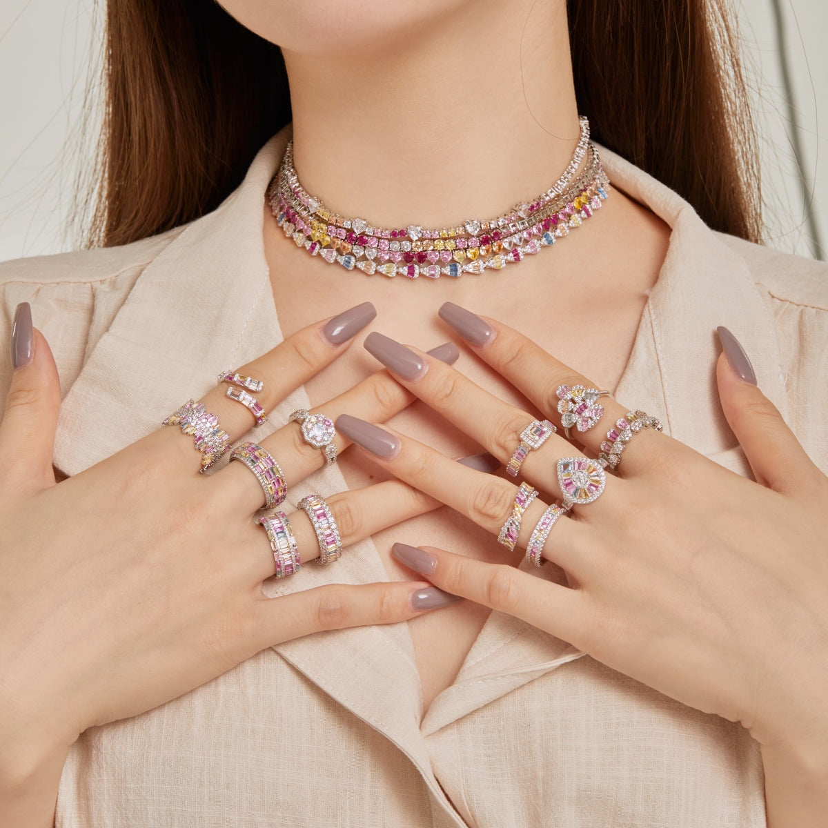 [Solara Jewelry ]Charming Colorful Radiant Cut Adjustable Daily Ring