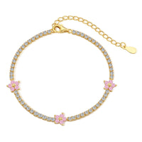 [Solara Jewelry ]Sparkling Flower Shape Tennis Bracelet