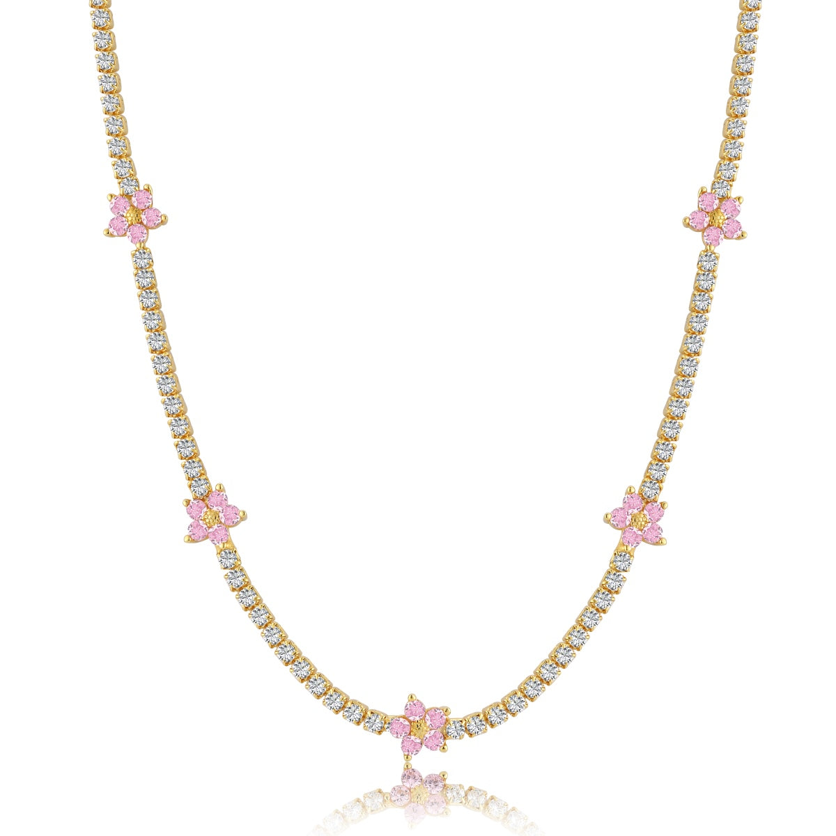 [Solara Jewelry ]Luxuriöse Bunte Blumen Tennis-Halskette