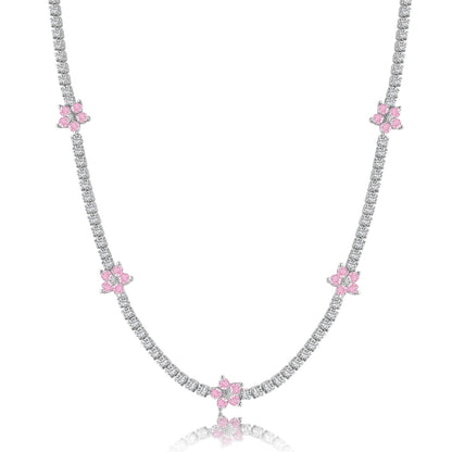 [Solara Jewelry ]Luxuriöse Bunte Blumen Tennis-Halskette