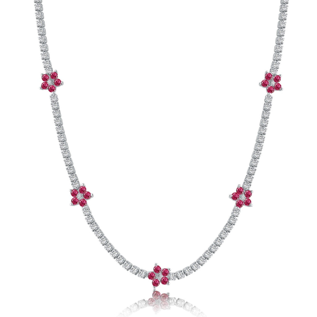 [Solara Jewelry ]豪華なカラフルフラワーテニスネックレス