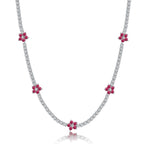 [Solara Jewelry ]豪華なカラフルフラワーテニスネックレス