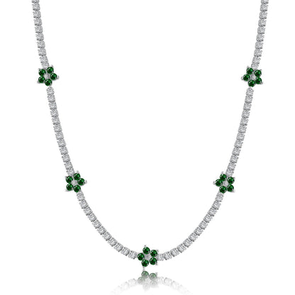 [Solara Jewelry ]Luxuriöse Bunte Blumen Tennis-Halskette