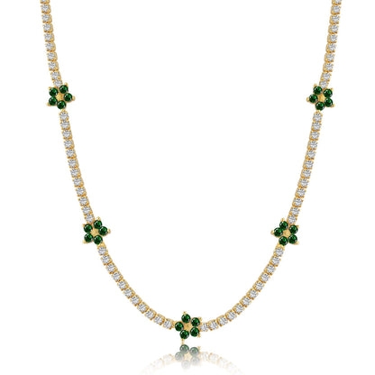 [Solara Jewelry ]Luxuriöse Bunte Blumen Tennis-Halskette